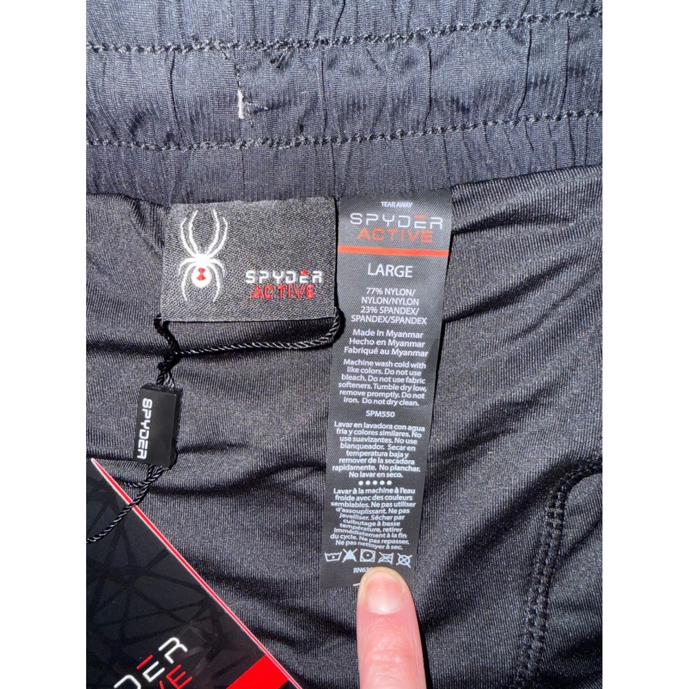 Spyder Active Mens Black Performance Shorts SPM550A Quick Dry Stretch Large NWT - Picture 3 of 10